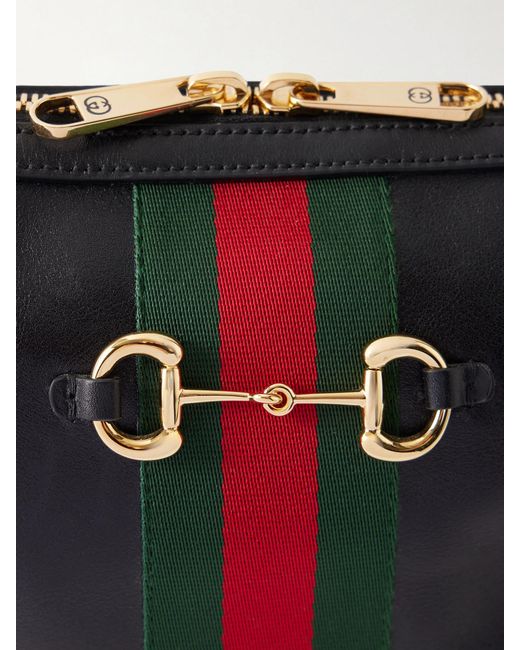 Gucci Black Camera Case Web-Trimmed Leather Shoulder Bag