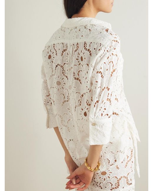 Farm Rio Natural Broderie Anglaise Cotton Shirt