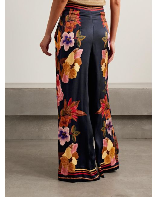 Farm Rio Red Hose Mit Weitem Bein Aus Twill Mit Falten Und Blumenprint