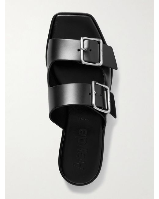 Aeyde Black Tonya Buckled Leather Sandals