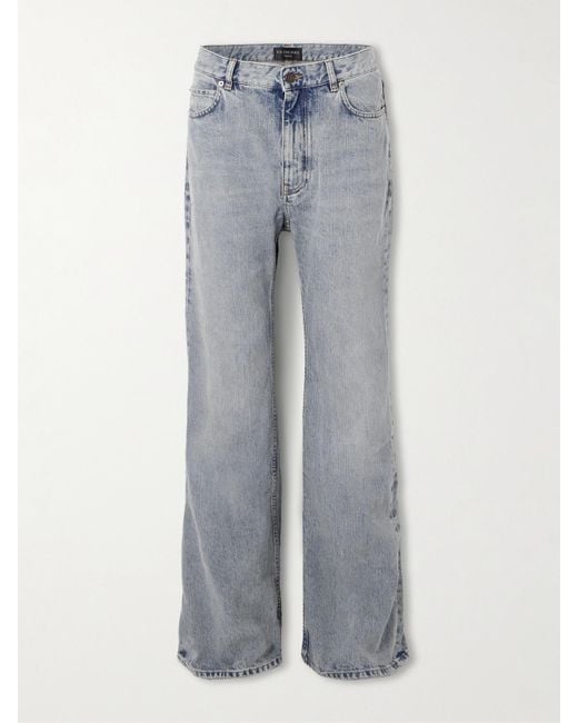 Balenciaga Gray Distressed Low-Rise Flared Jeans