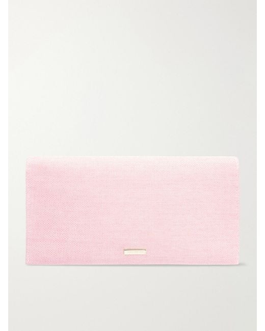 Aquazzura Pink Botanica Embellished Raffia Clutch