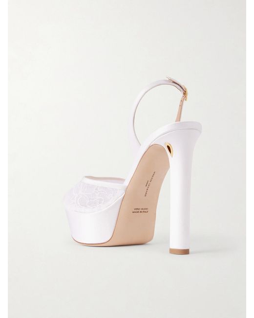 JENNIFER CHAMANDI Natural Antonio 130 Satin-Trimmed Lace Sandals
