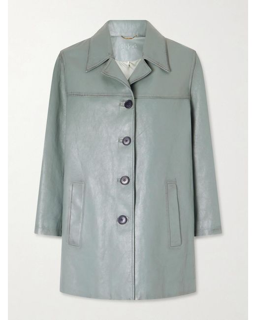 Chloé Blue Paneled Leather Jacket