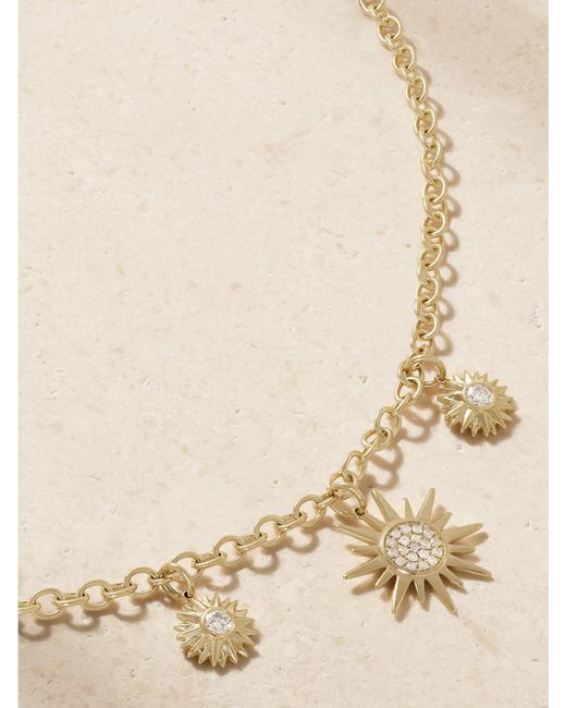 Sydney Evan Natural Sunburst 14-Karat Diamond Necklace