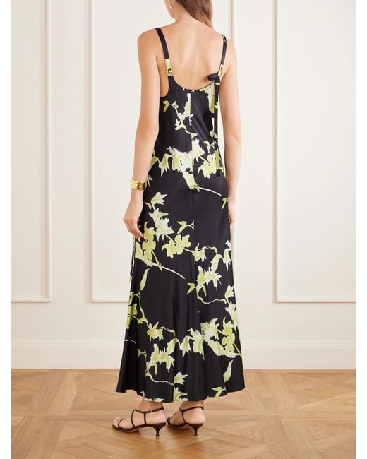 Sportmax White Balia Gathered Printed Satin Maxi Dress