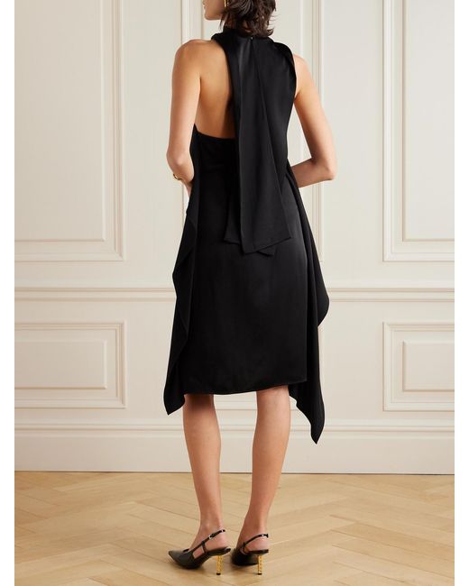 Givenchy Black Ruffled Crepe Halterneck Dress