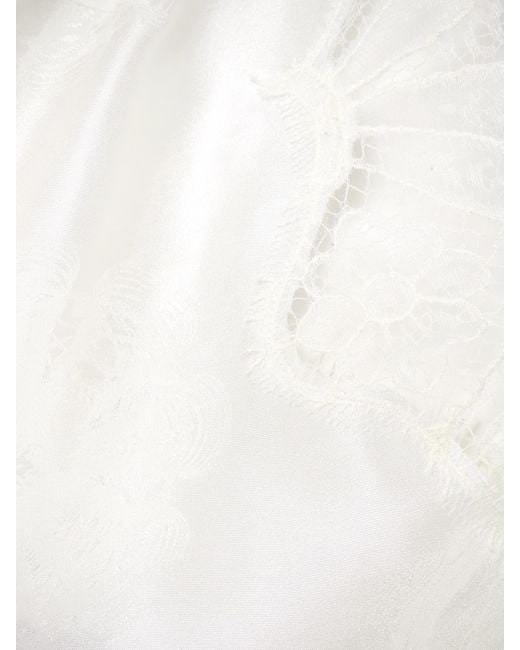 Coperni White Midikleid Aus Satin Mit Jacquard-Muster Und Spitzenbesätzen