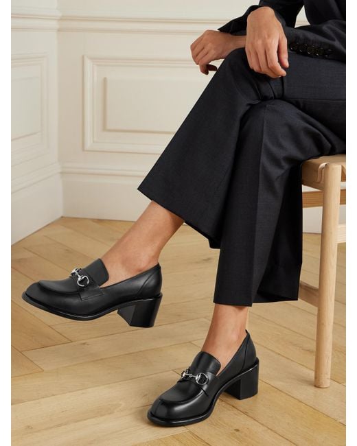 Gucci Black Savoy Pumps Aus Leder Mit Horsebit-Detail