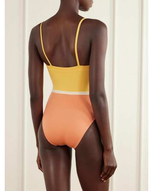 Eres Yellow Granita Color-Block Stretch Swimsuit