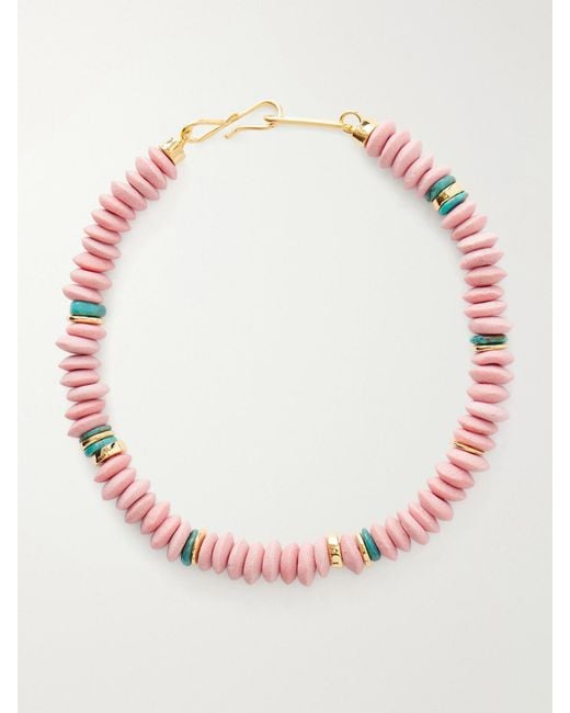 Lizzie Fortunato Pink Laguna-Plated Beaded Necklace