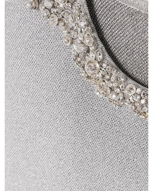 Alexander McQueen White Midikleid Aus Metallic-Stretch-Strick Mit Verzierungen