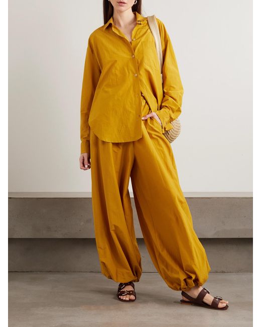 Jamie Haller Yellow The Balloon Cotton And Silk-Blend Balloon Pants