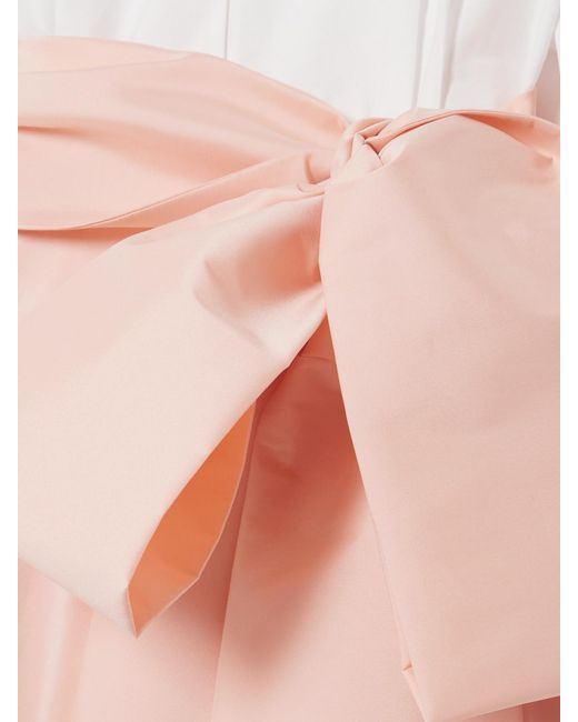 BERNADETTE Pink Clarence Belted Organic Cotton-Blend Poplin And Taffeta Maxi Shirt Dress