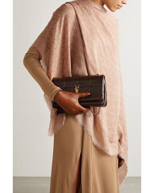 Saint Laurent Pink Printed Modal And Cashmere-Blend Twill Scarf