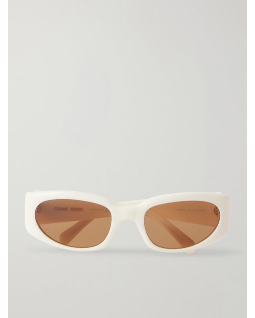 Céline White Journey Round-Frame Acetate Sunglasses