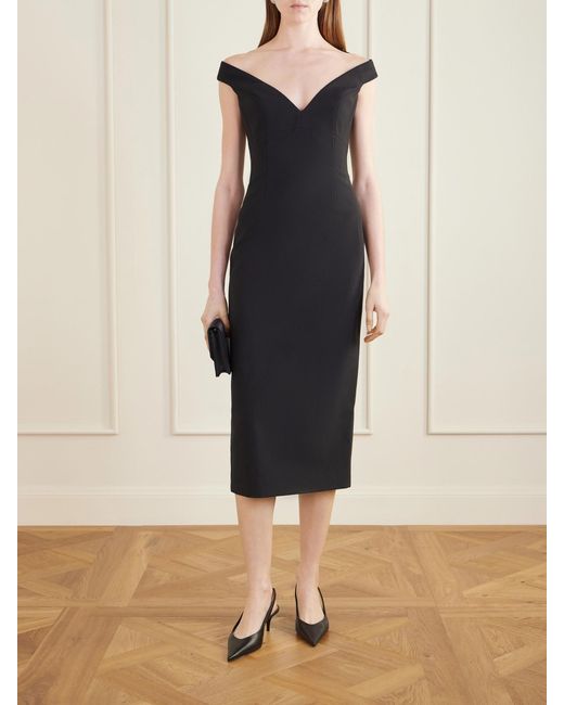 Solace London Black Monica Crepe Midi Dress
