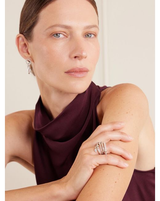 Spinelli Kilcollin Natural Inara Set Of Four Sterling Diamond Rings