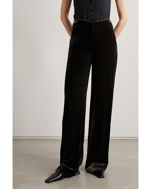 Veronica de Piante Black Lexi Velvet Wide-Leg Pants