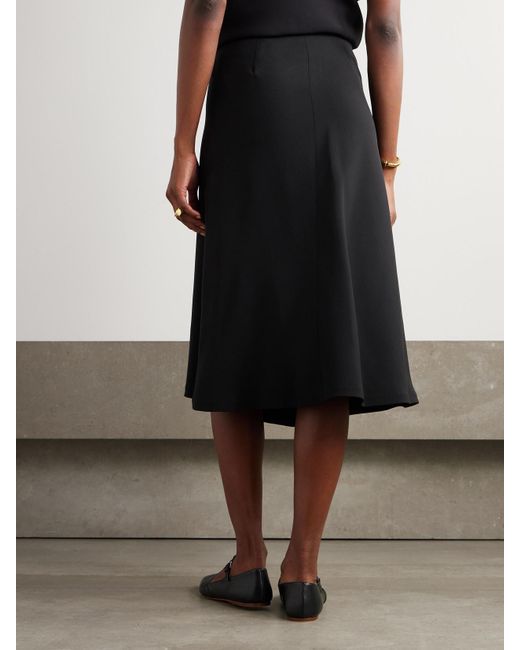 Loro Piana Black Alida Bead-Embellished Pleated Silk Crepe De Chine Midi Wrap Skirt
