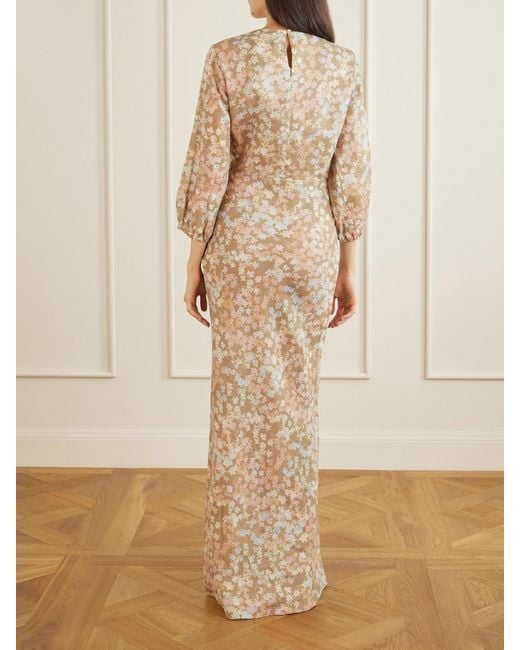 BERNADETTE Natural Berna Floral-Print Linen Maxi Dress