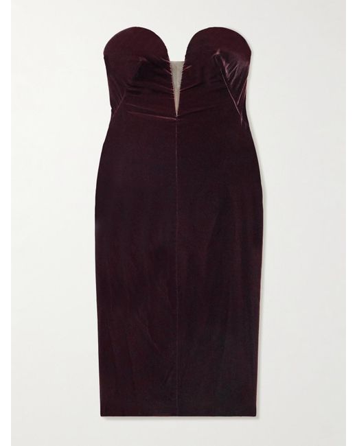 Tom Ford Purple Strapless Velvet Midi Dress