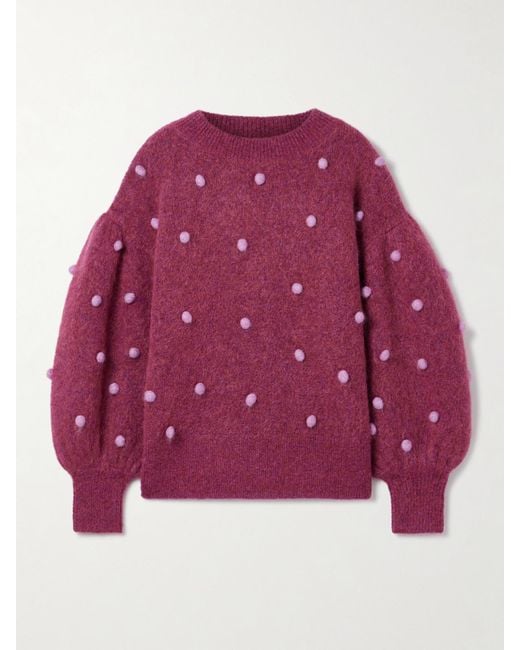 ALÉMAIS Purple Elia Strickpullover Mit Pompons