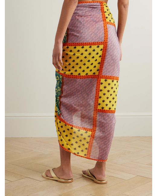 Donde Esteban Pink Estrellitas Pareo Aus Einer Bedrucktem Baumwoll-Seidenmischung