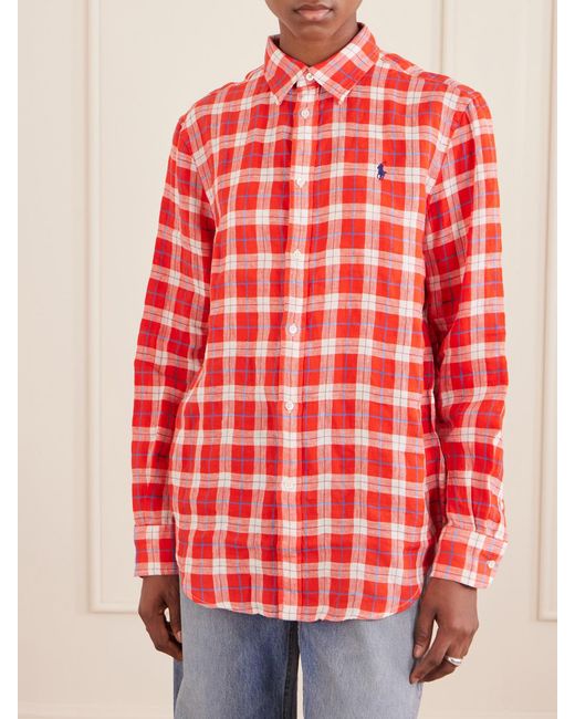 Polo Ralph Lauren Logo-Embroidered Checked Linen Shirt