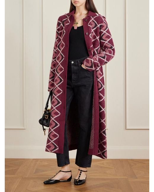 LaDoubleJ Red Jacquard-Knit Coat