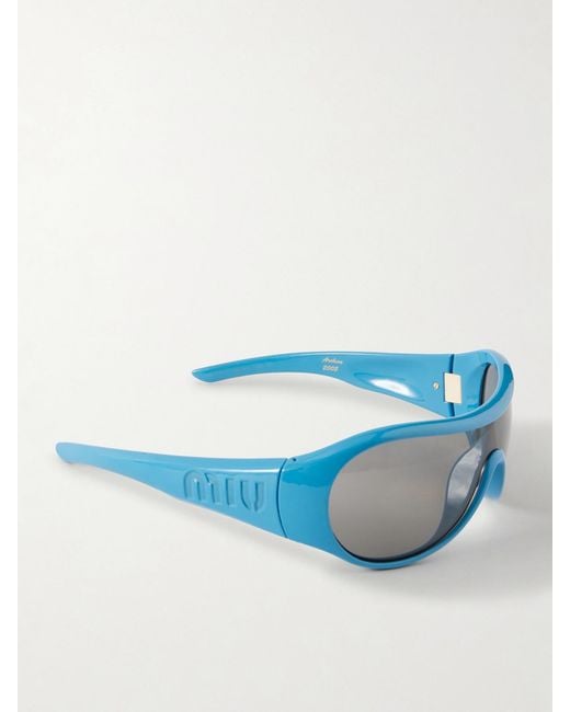 Miu Miu Blue Rounded-Frame Acetate Sunglasses