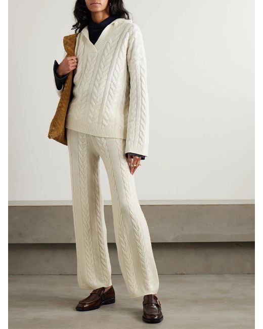 Lisa Yang Natural Cable-Knit Cashmere Hoodie