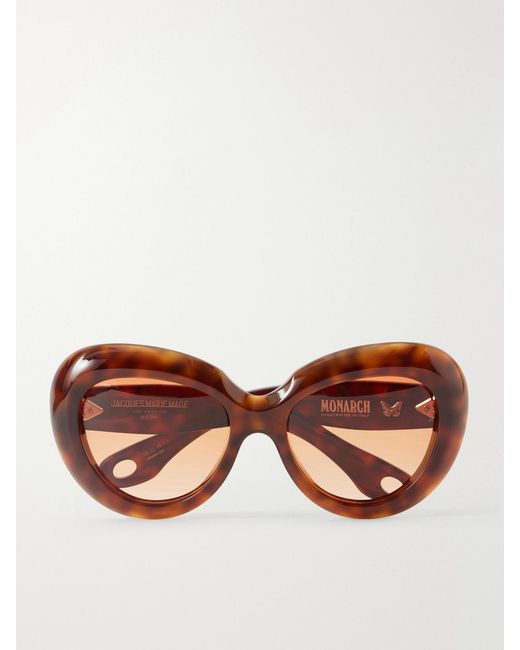 Jacques Marie Mage Brown Monarch Round-Frame Acetate Sunglasses