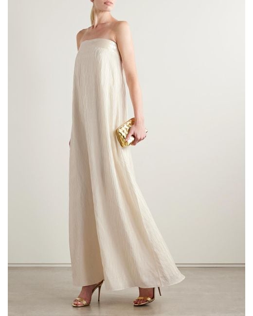 Dima Ayad Natural Strapless Sequin-Embellished Cloqué Gown