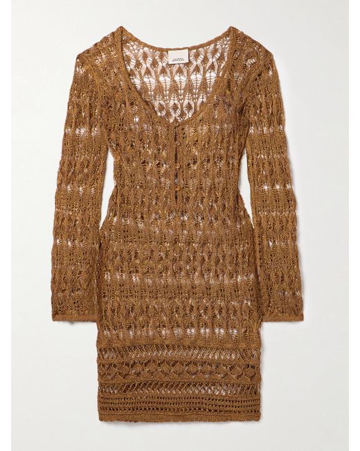 Isabel Marant Brown Pia Minikleid Aus Häkelmaterial