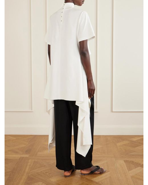 Alaïa White Asymmetric Cotton-Blend Jersey T-Shirt