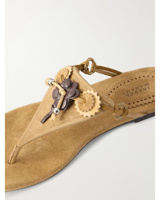 Isabel Marant Metallic Elato Suede Sandals