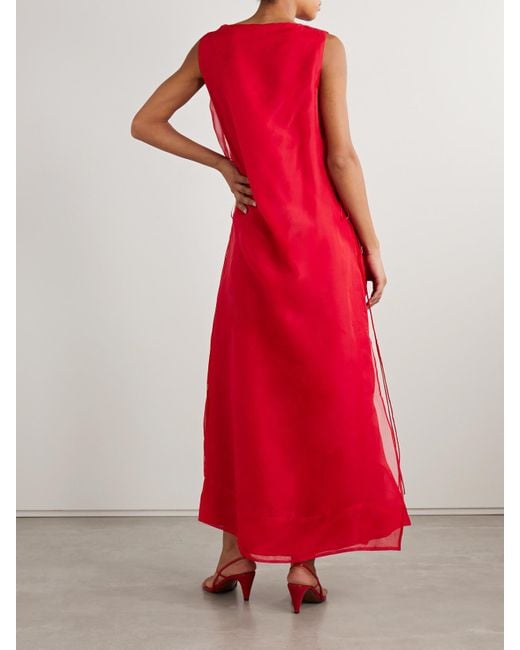 Altuzarra Red Jools Silk-Organza And Crepe De Chine Maxi Dress