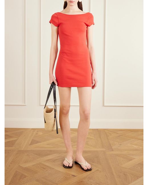 Matteau Red Open-Back Cotton-Jersey Mini Dress