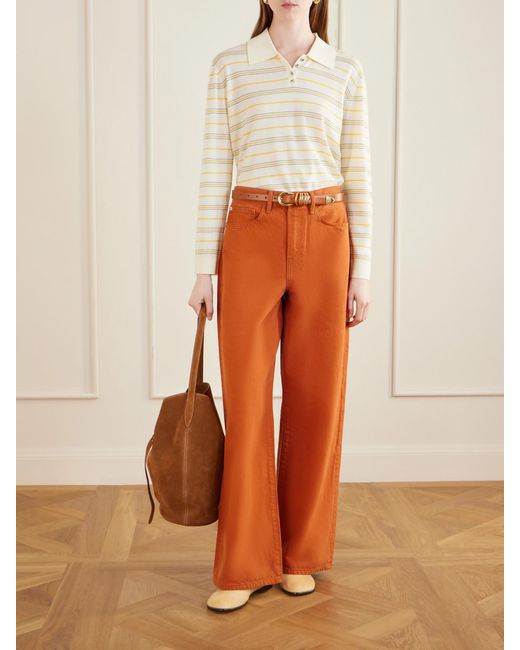 The Elder Statesman Orange Evvie Recycled Cotton Wide-Leg Jeans