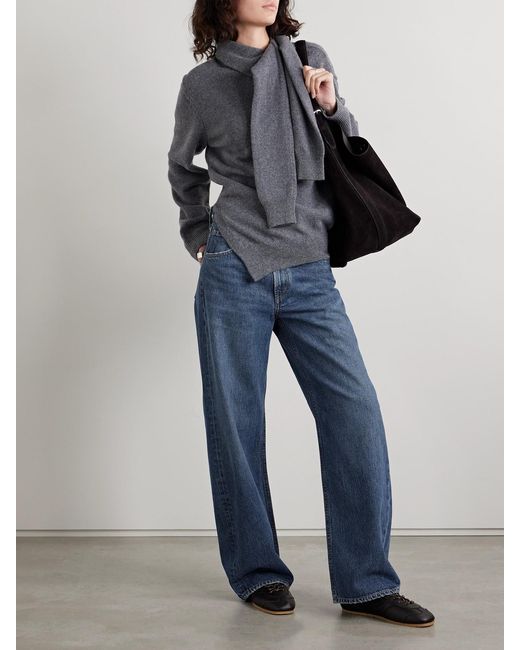 Agolde Blue Low Curve Mid-Rise Wide-Leg Jeans