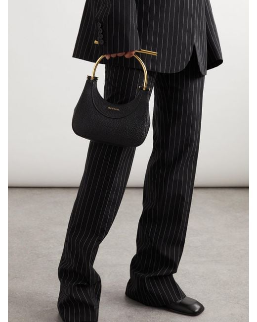 Alexander McQueen Black T-Bar Mini Schultertasche Aus Strukturiertem Leder Mit Verzierungen