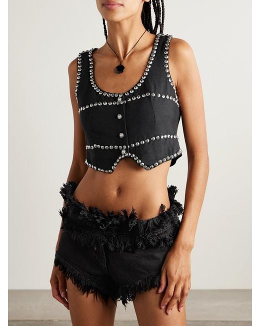 Alix Of Bohemia Black Mossie Studded Cotton Vest