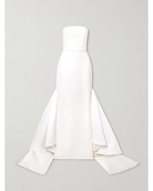 Solace London Natural Jodi Strapless Crepe And Satin-twill Gown