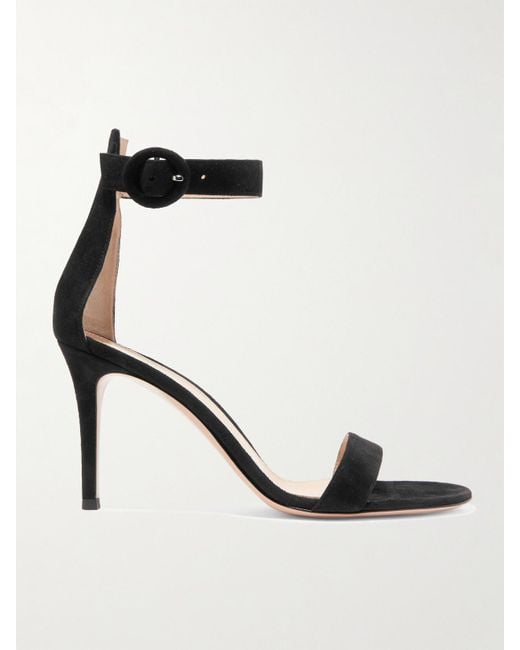 Gianvito Rossi Black Portofino Suede Sandals