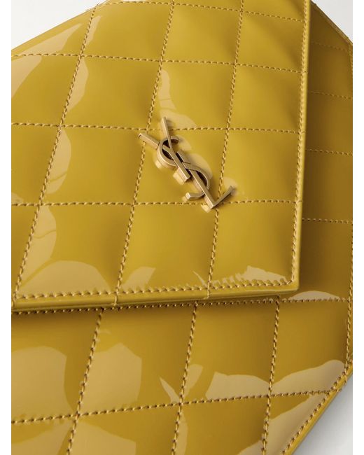 Saint Laurent Yellow Paris Matelassé Patent-Leather Clutch