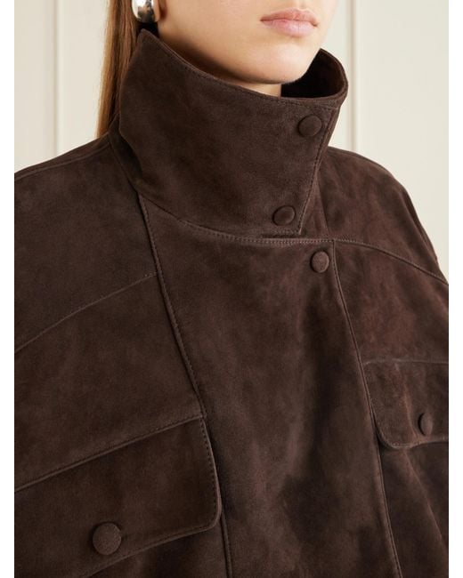 Nour Hammour Brown Quincy Paneled Suede Jacket