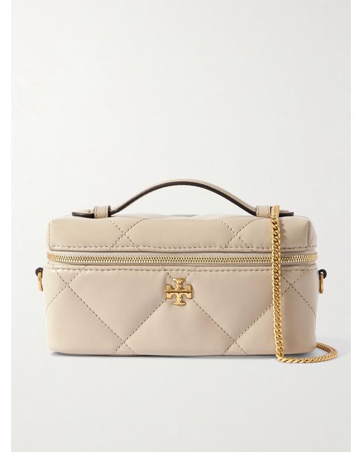 Tory Burch Natural Kira Diamond Quilted Leather Shoulder Bag