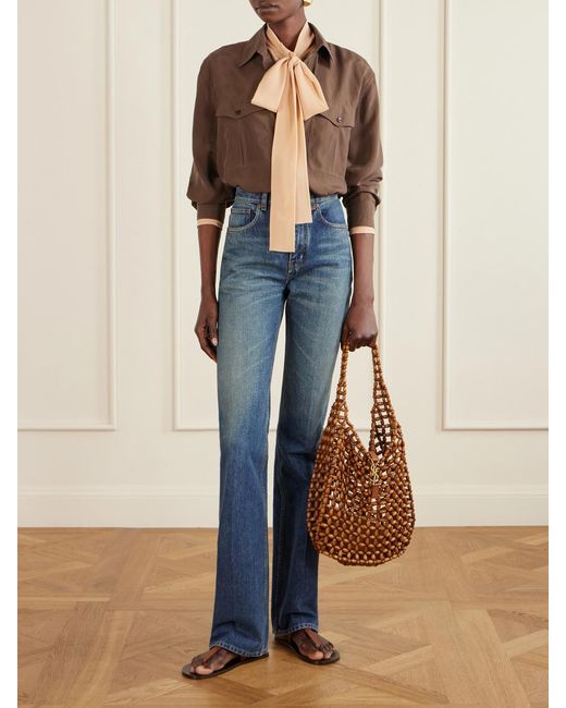 Saint Laurent Brown Silk Habotai Shirt