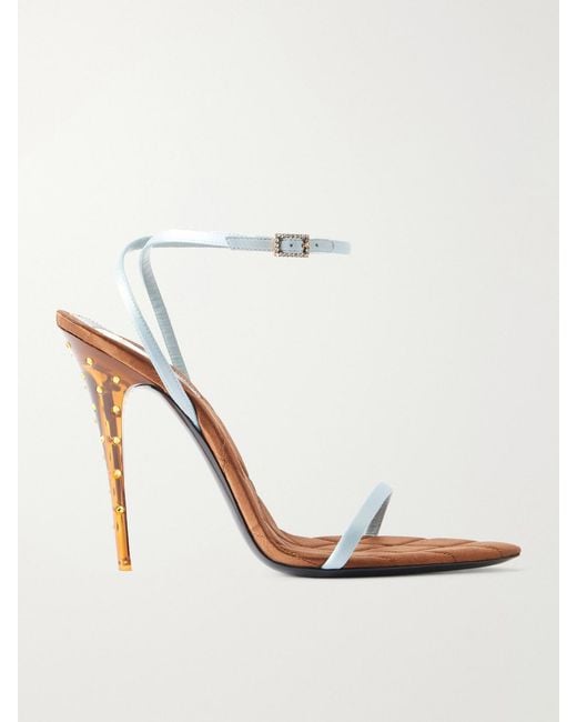 Saint Laurent Multicolor Ivresse 110 Crystal-Embellished Satin Sandals